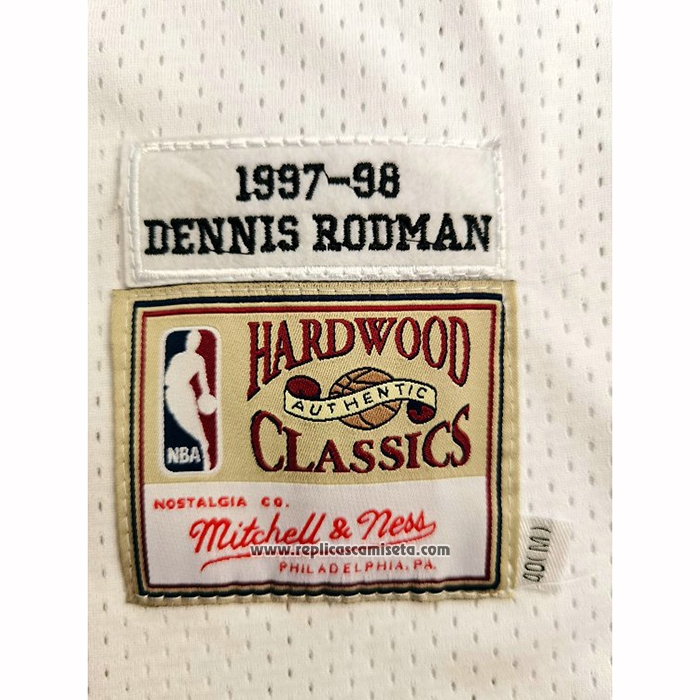 Camiseta Chicago Bulls Dennis Rodman #91 Mitchell & Ness 1997-98 Blanco